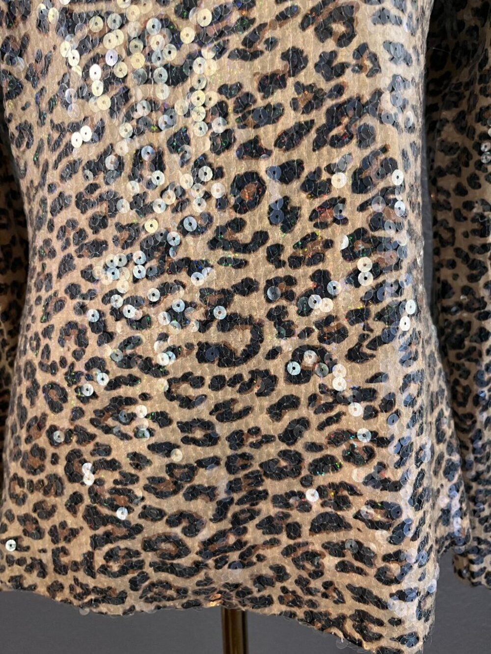 BOSTON PROPER LEOPARD SEQUIN LONG SLEEVE TURTLENECK SWEATER- EUC  SIZE SMALL - Picture 4 of 11